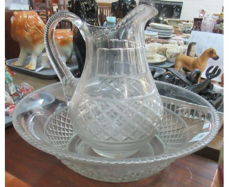 Cut glass jug and basin set. (B.P. 21% + VAT) 