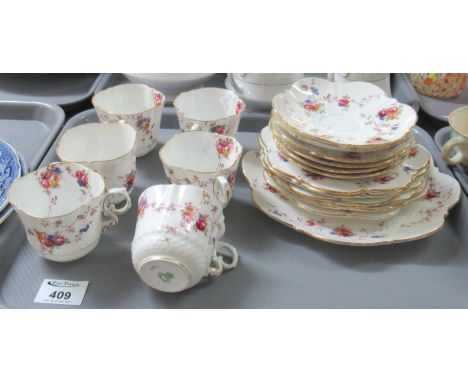 Tray of Aynsley English rose design teaware to include; teacups and saucers and various plates, together with a tray of 'Lege