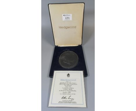 Wedgwood portrait medallion in black basalt modelled by Donald Brindley, Admiral of the Fleet, the Earl Mountbatten of Burma.