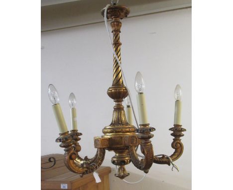 Classical design gilded five branch candelabra ceiling light.(B.P. 21% + VAT) 