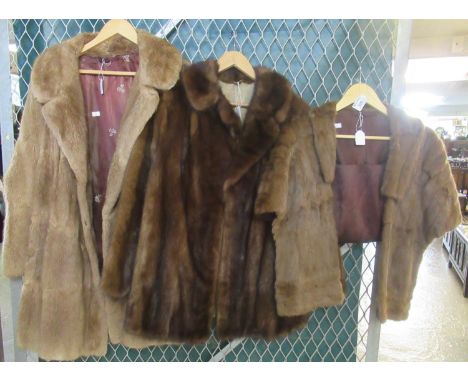 Three vintage fur items to include; a Regency Furs Swansea rabbit fur coat, a mink fur jacket with 'Edelson' label and a fur 