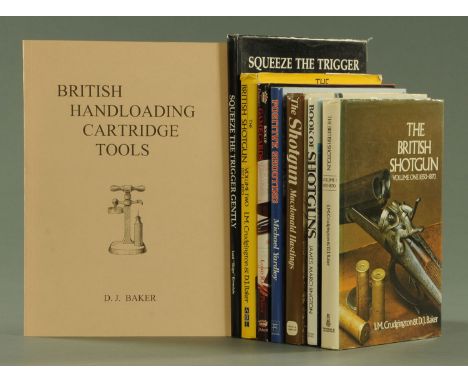 Eight volumes on shotguns and shooting, "Squeeze The Trigger Gently" by Lord Riverdale, "The British Shotgun", volume 2 by D.