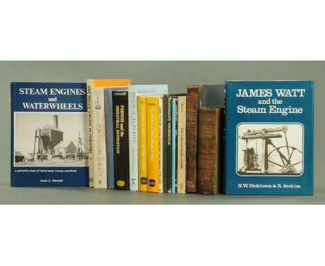A box of books on mining, mining equipment and techniques, to include "James Watt &amp; The Steam Engine" by Dickinson &amp; 