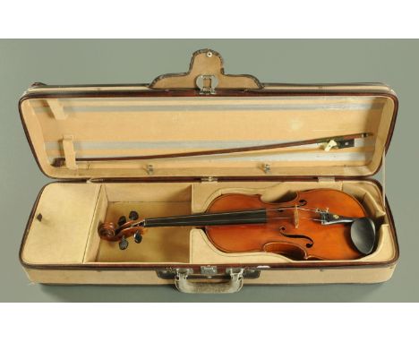 An Italian full size violin, with label for Bennettini, via S Giovanni alla Conca, 45 Milano, inscribed 1889, with purfling f