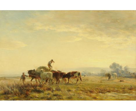 William Darling McKay R.S.A (1844-1924), "Feeding the Cattle Early ***", initialled W.D.M oil on canvas, artist label verso i