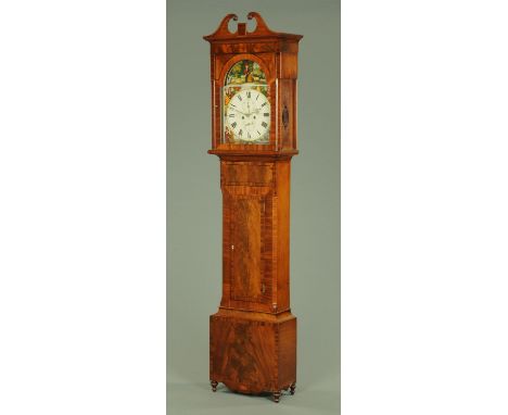 An early 19th century mahogany longcase clock, with two-train striking movement by James Marshall, Wishawton, the face with s