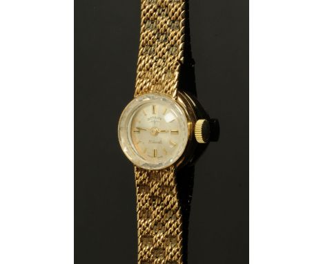 A Rotary ladies 9 ct gold cased wristwatch, with 9 ct gold bracelet, circular dial.  Diameter 15 mm, gross weight 18.2 grams.
