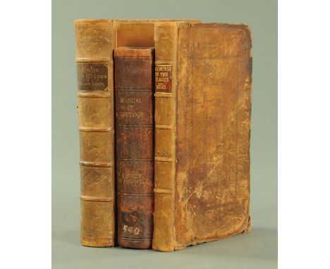"Handbook of Physiology", by Baker &amp; Harris (1892), published by John Murray, leather bound, "Manual of Zoology" by Parke