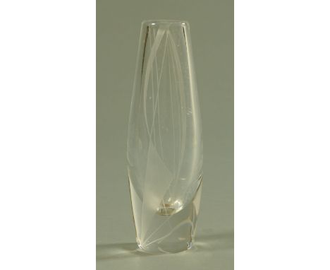 Sven Palmquist for Orrefors "Sail" vase, 20th century, of slightly swollen form engraved with an abstract linear design, engr