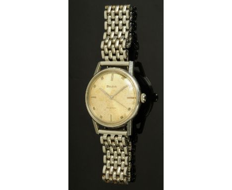 A vintage gentleman's Bulova stainless steel wristwatch, with box and guarantee document dated 1969.