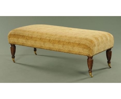 An Edward Ferrell Limited Regency style rectangular stool, with stuffover top, upholstered in brown and beige flecked velvet 