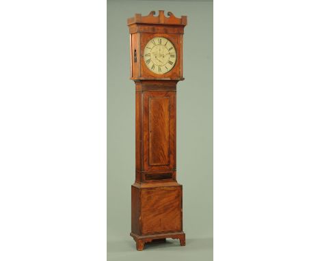 An early 19th century mahogany longcase clock, with circular dial by James Houston Johnstone, diameter 36 cm, and with two-tr