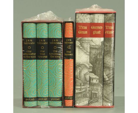 Folio Society books, all in slip cases and shrink wrapped, J.R.R. Tolkien "The Hobbit", "The Lord of The Rings Trilogy", "The