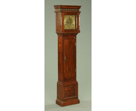 An 18th century and later longcase clock, the square brass dial with silvered chapter ring made for John Silke, Elmsted, with