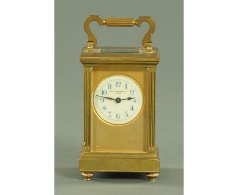 An Edwardian carriage clock, the dial inscribed for Mappin &amp; Webb Limited, Paris.  Height excluding handle 12 cm. 