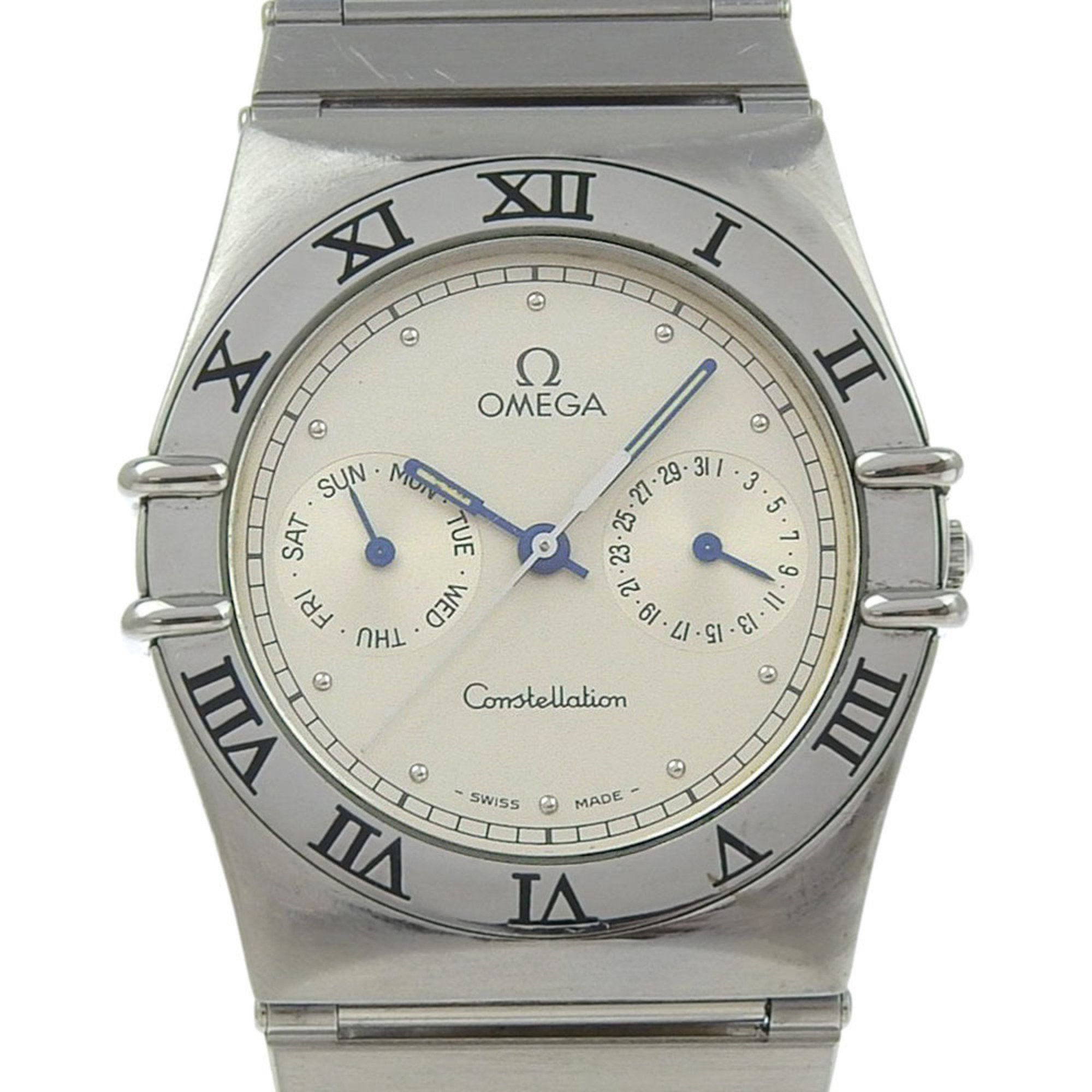 OMEGA Constellation Day-Date Stainless Steel Watch, 1989, Quartz Movement, Multi-Hand Analog Display
