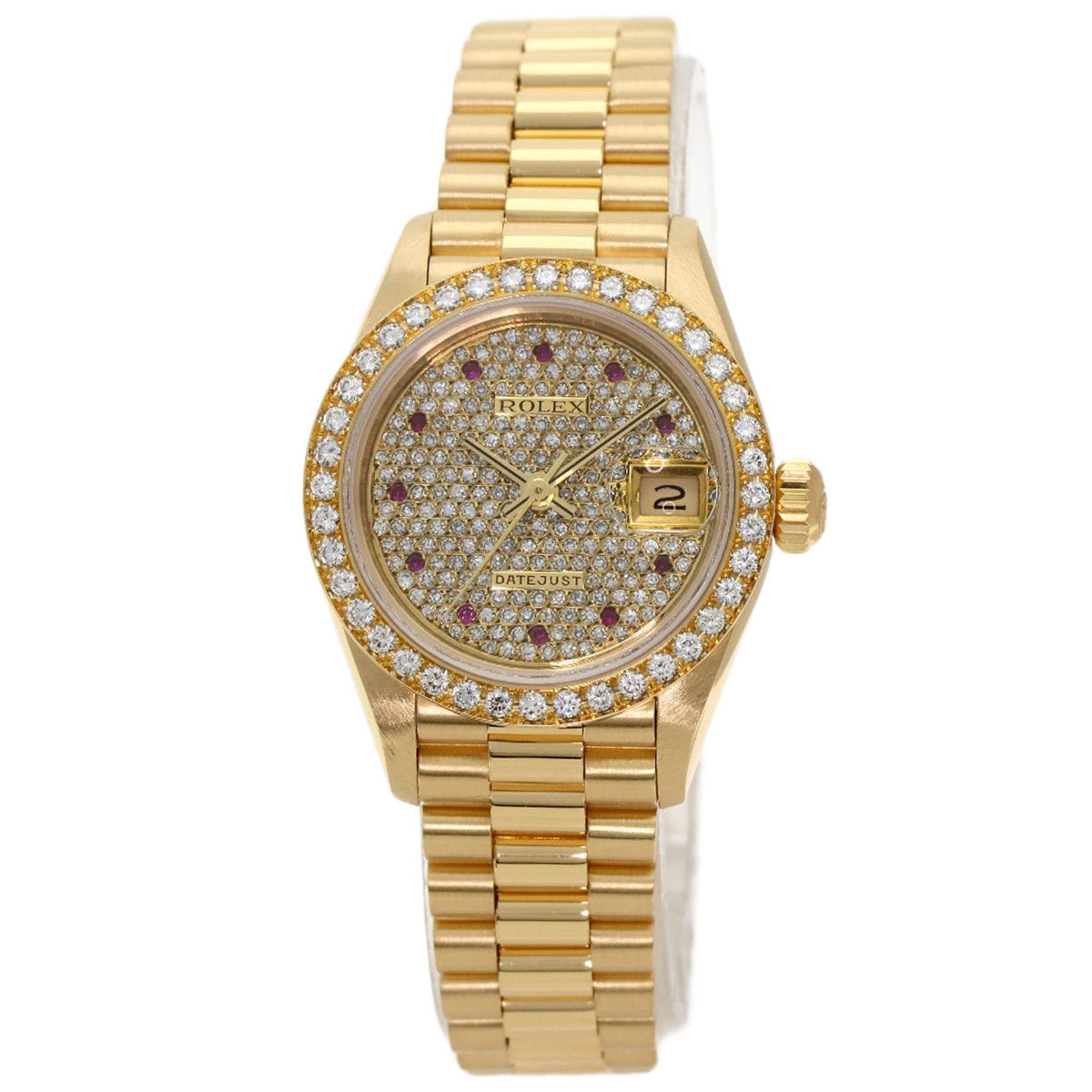 Rolex 69138 Datejust Diamond and Ruby Watch in 18K Yellow Gold/18KYG with Diamonds, Women's