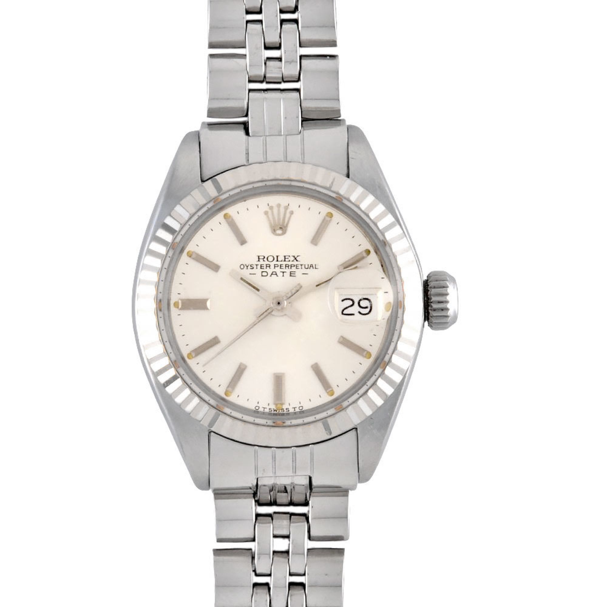 Rolex ROLEX 6917 Datejust 7-digit 40 series (circa 1974) Automatic wristwatch Silver dial Fluted bez