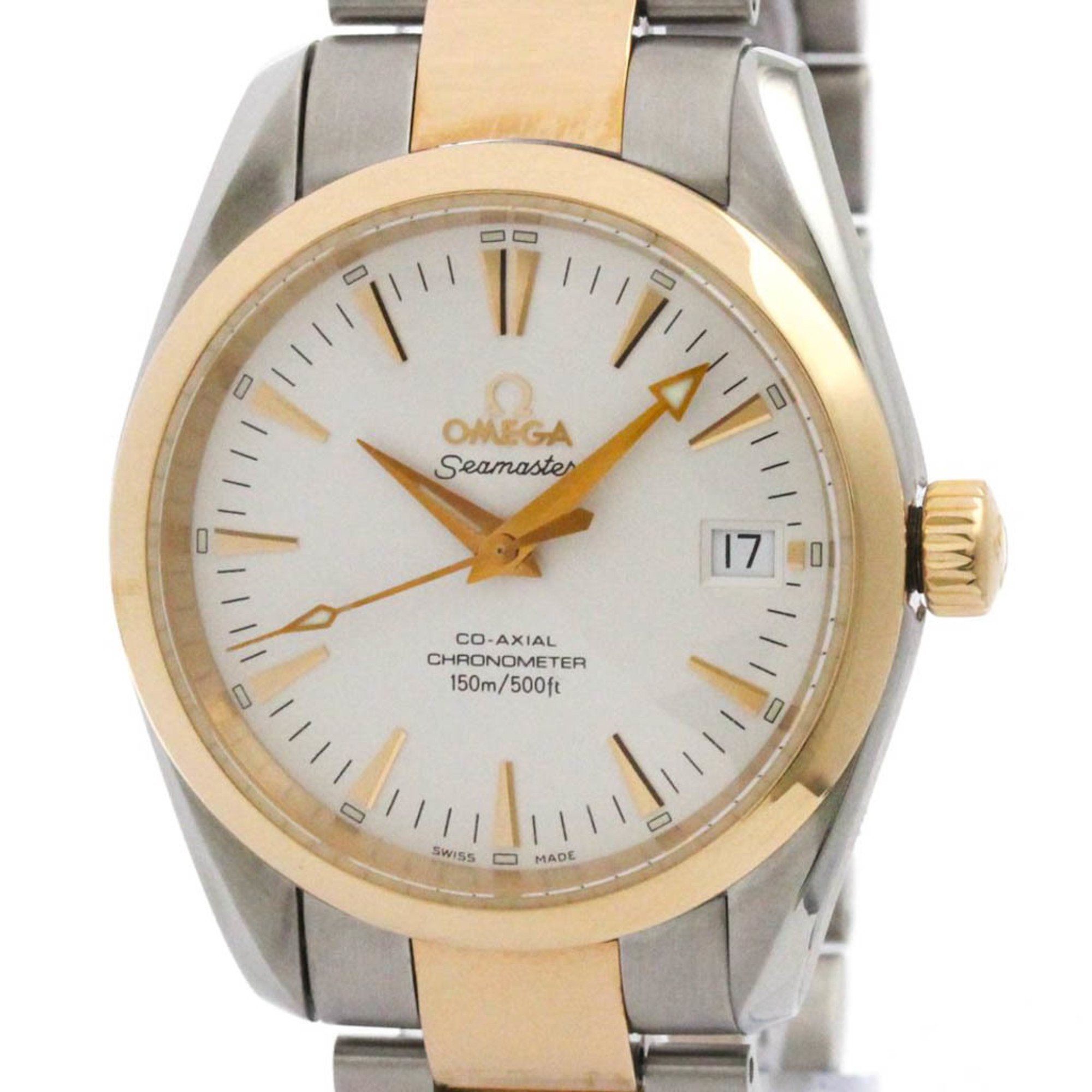 OMEGA Seamaster Aqua Terra K18 Pink Gold Steel Watch 2304.30 Polished