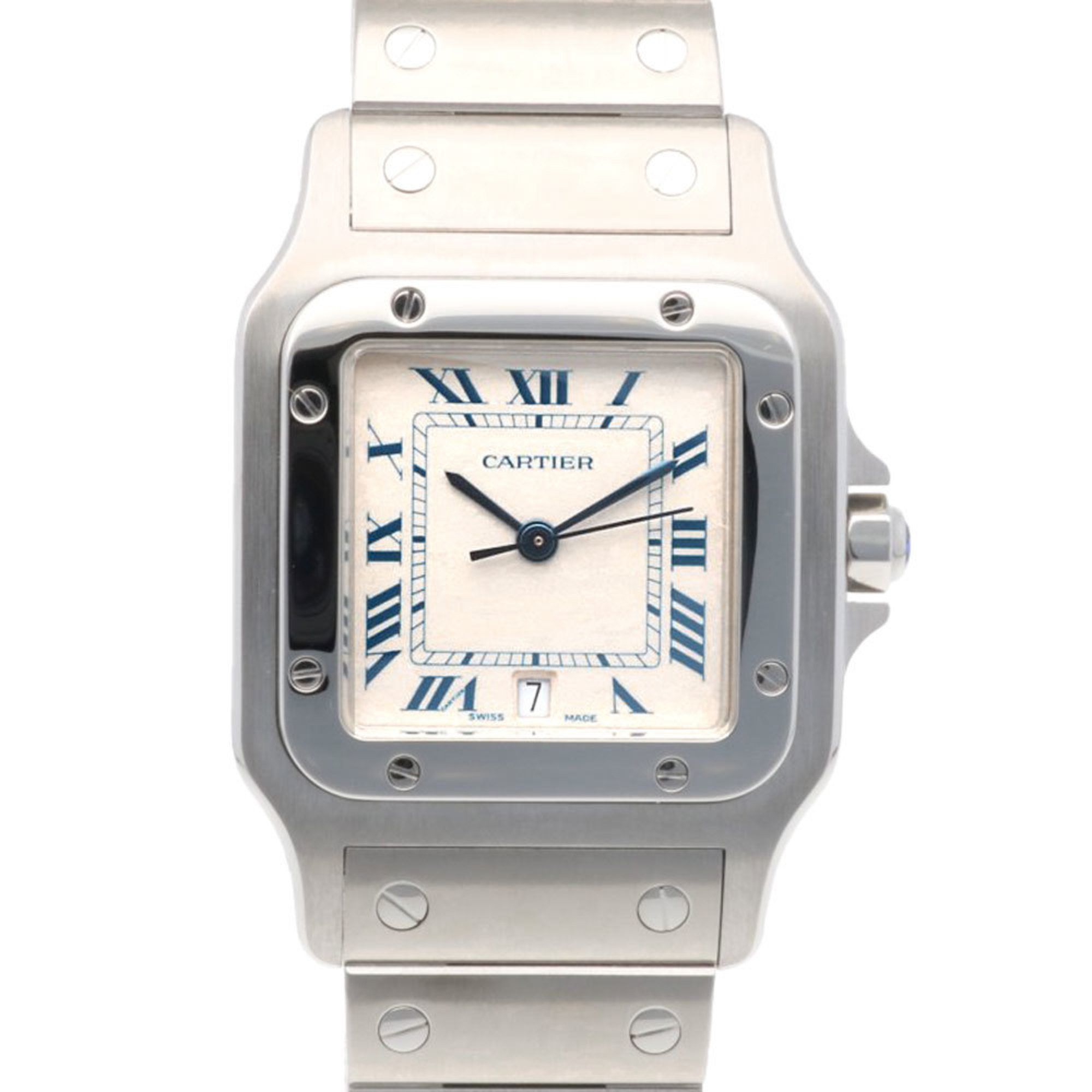 Cartier Santos Galbe LM Watch, Stainless Steel, 1564 Quartz Movement, Refinished, Men's, Non-Waterpr