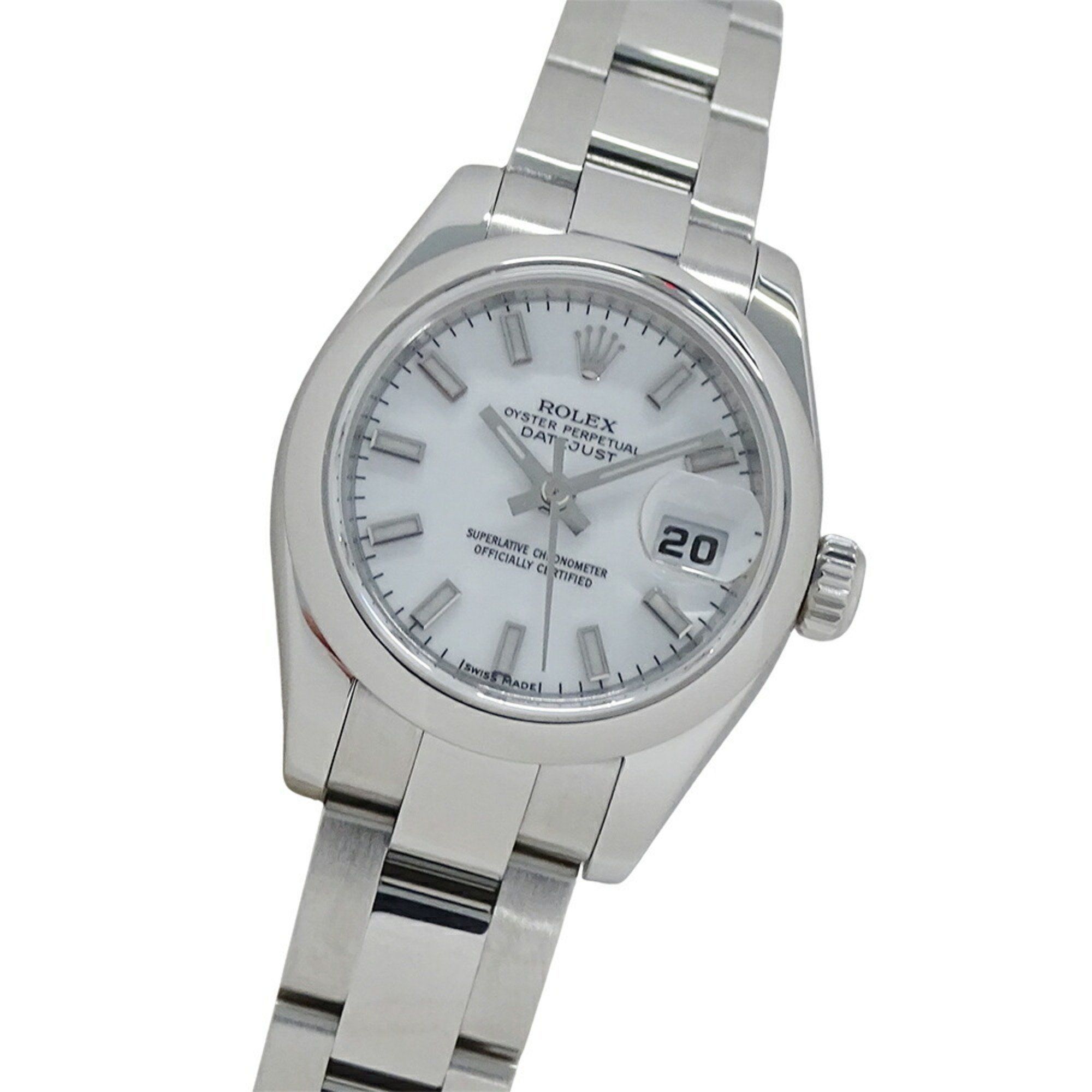 Rolex Datejust 179160 M-number Women's Automatic Watch, Stainless Steel, Silver, White, Roulette, Po