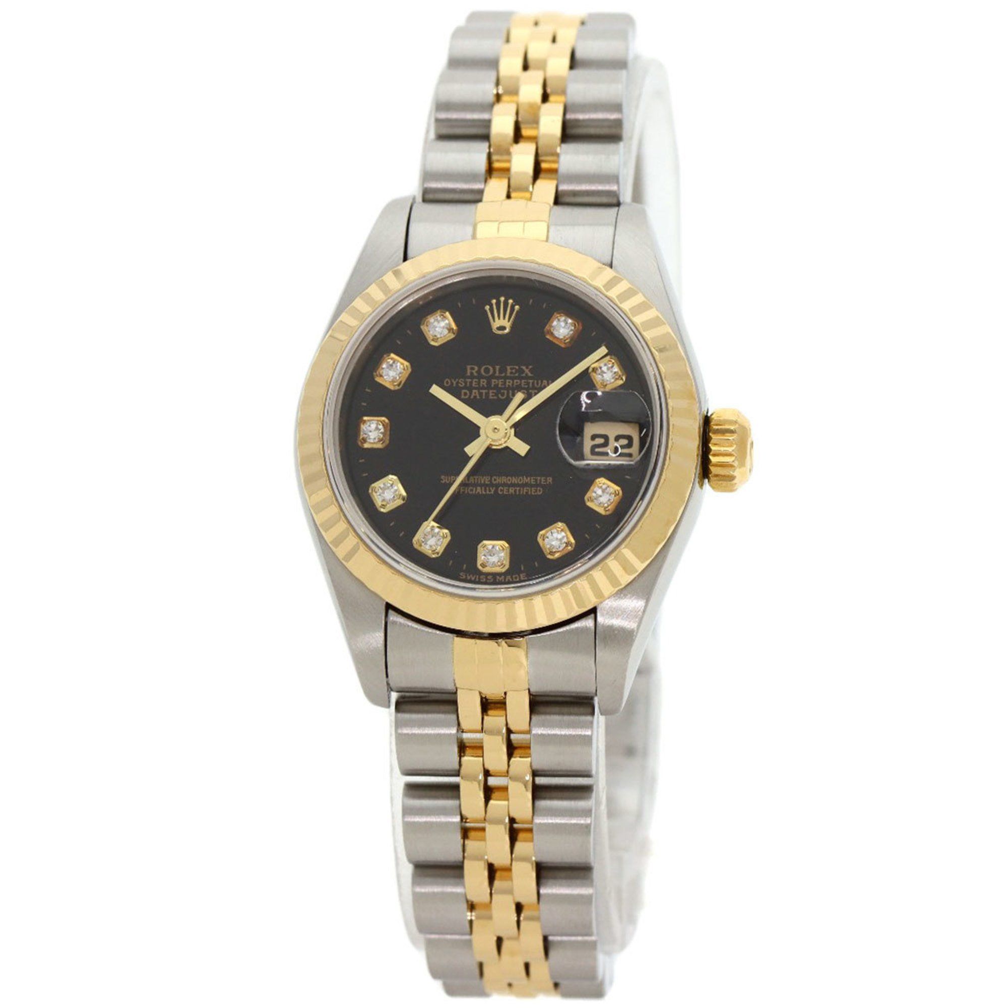 Rolex 69173G Datejust 10P Diamond Watch Stainless Steel SSxK18YG Ladies ROLEX