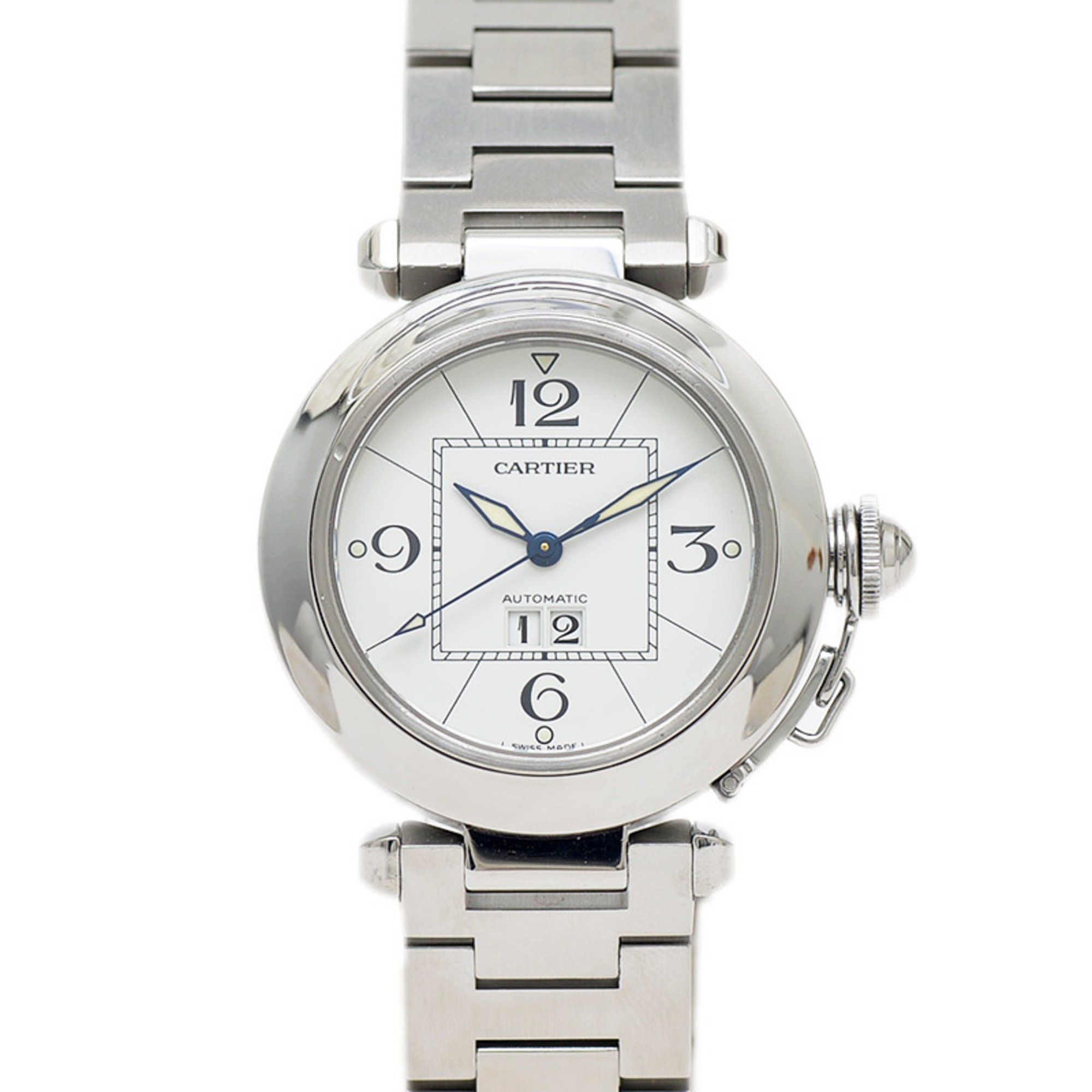 Cartier Pasha C Big Date Boys' Watch, White Dial, Stainless Steel, Automatic