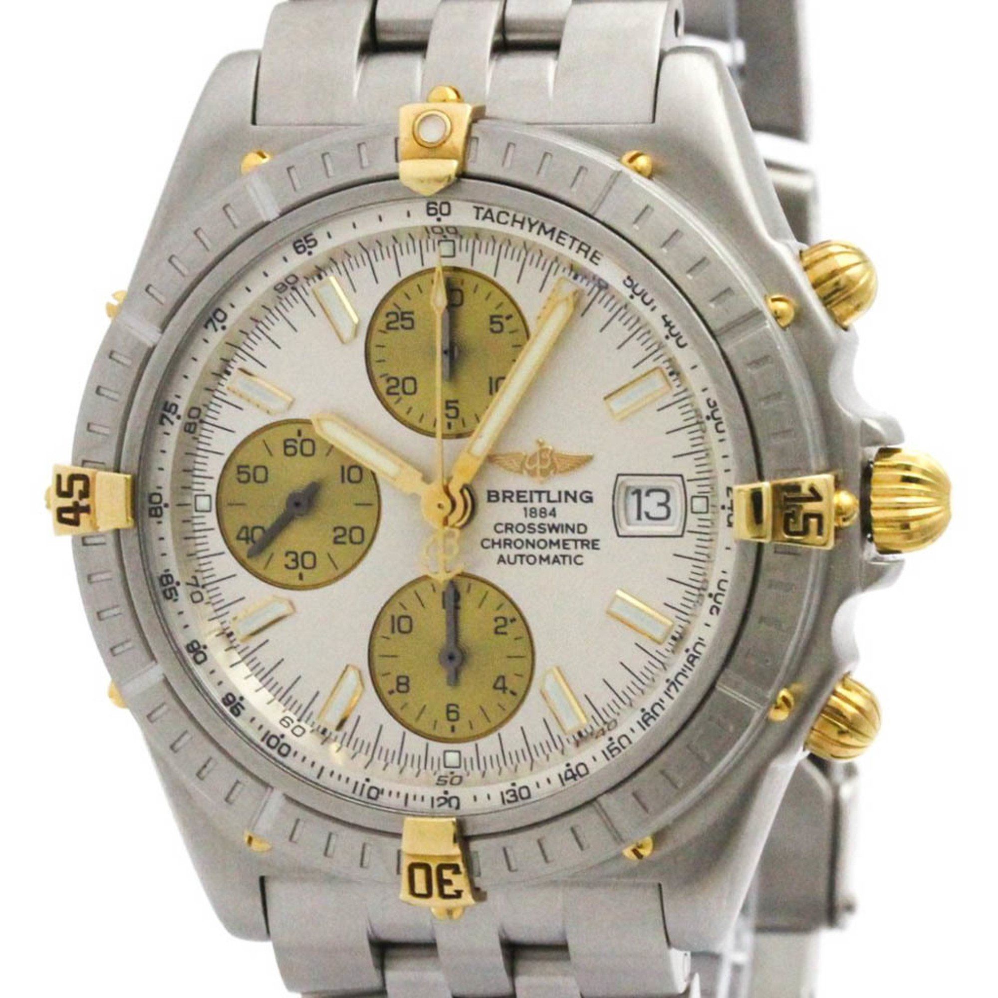 BREITLING Crosswind 18K Gold Steel Automatic Mens Watch B13355