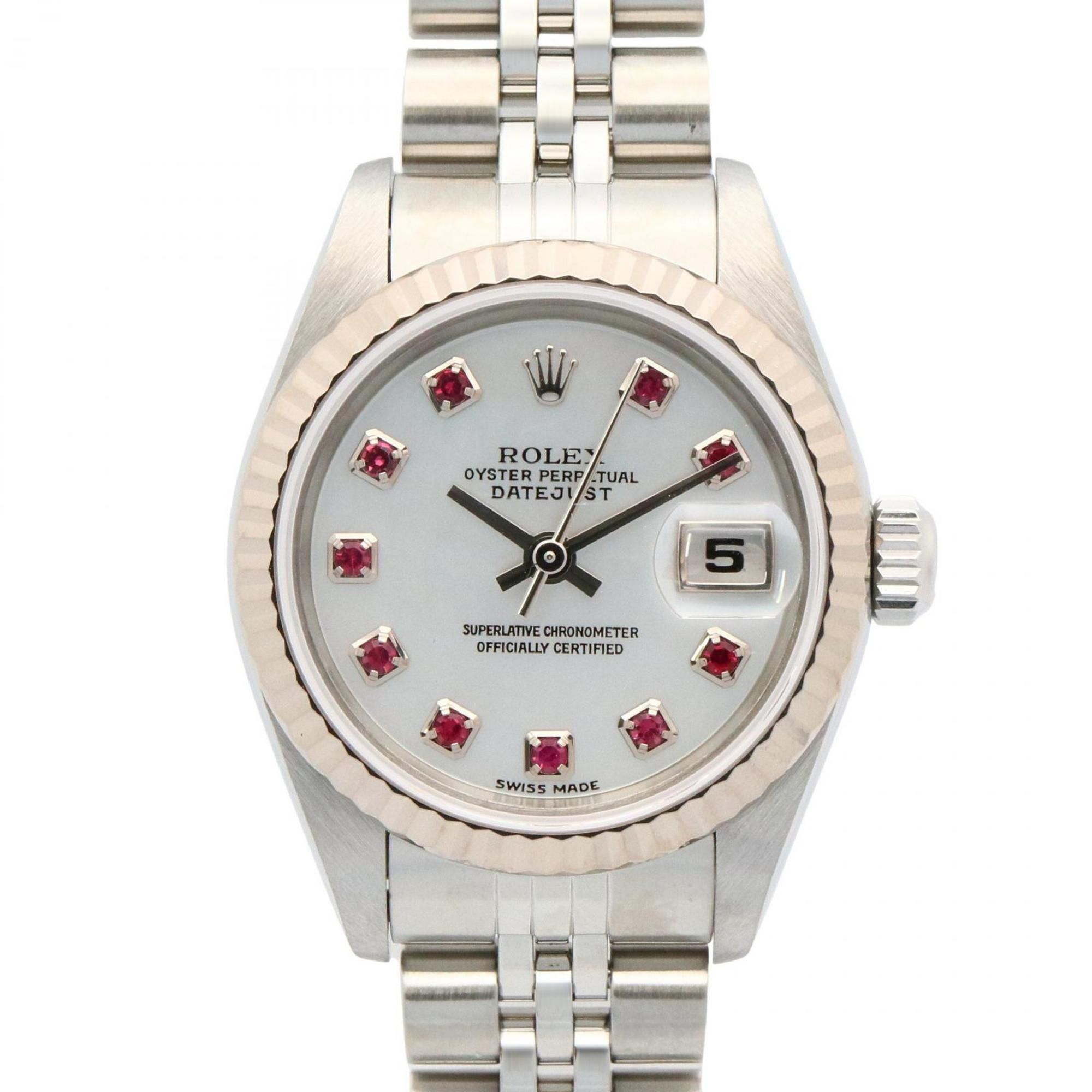 Rolex Datejust 10-Piece Ruby Y Series Watch, 18K White Gold (White Gold) Stainless Steel, Ruby, Wome