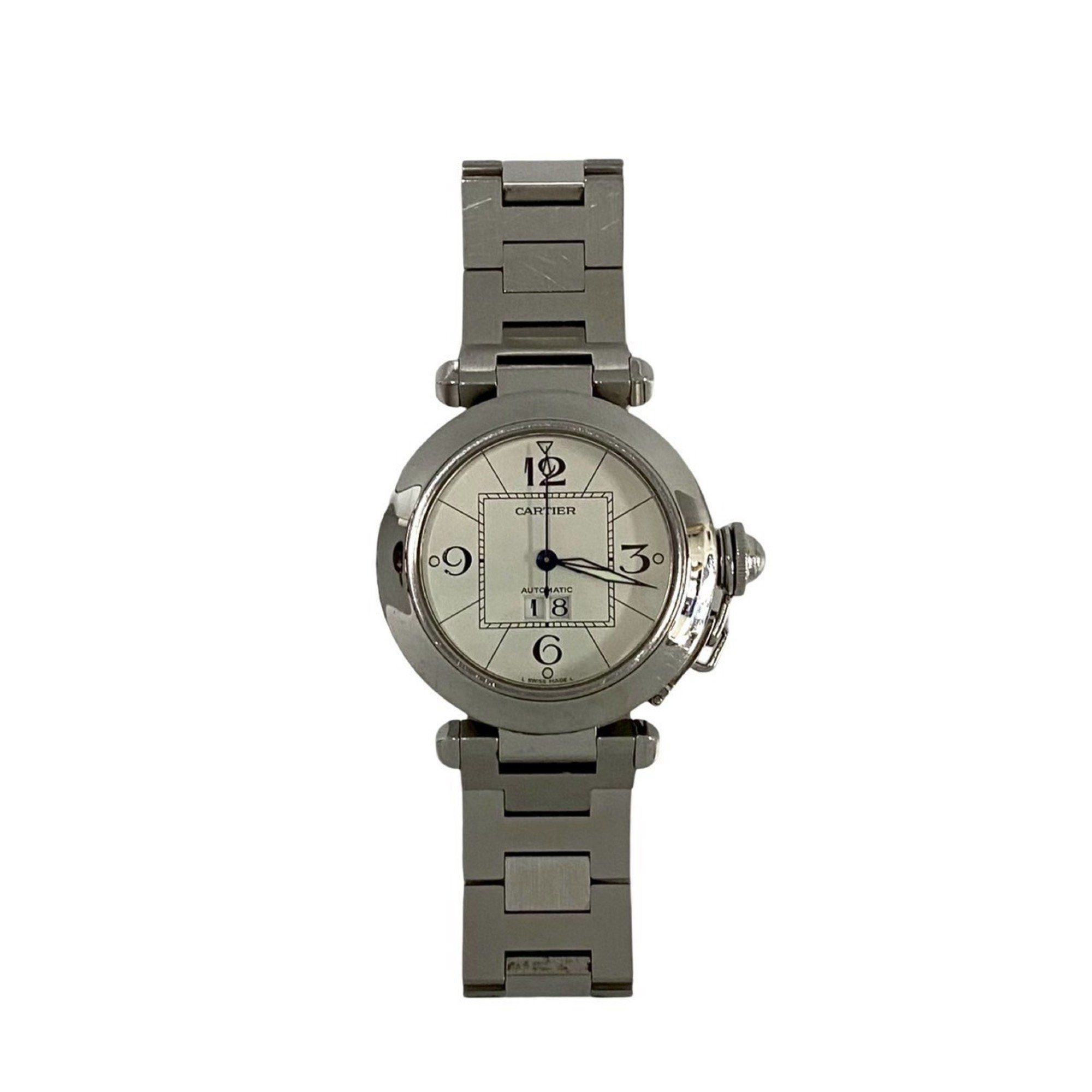 CARTIER Pasha C Stainless Steel Automatic Watch, Men's Accessory, Silver/White, 41154