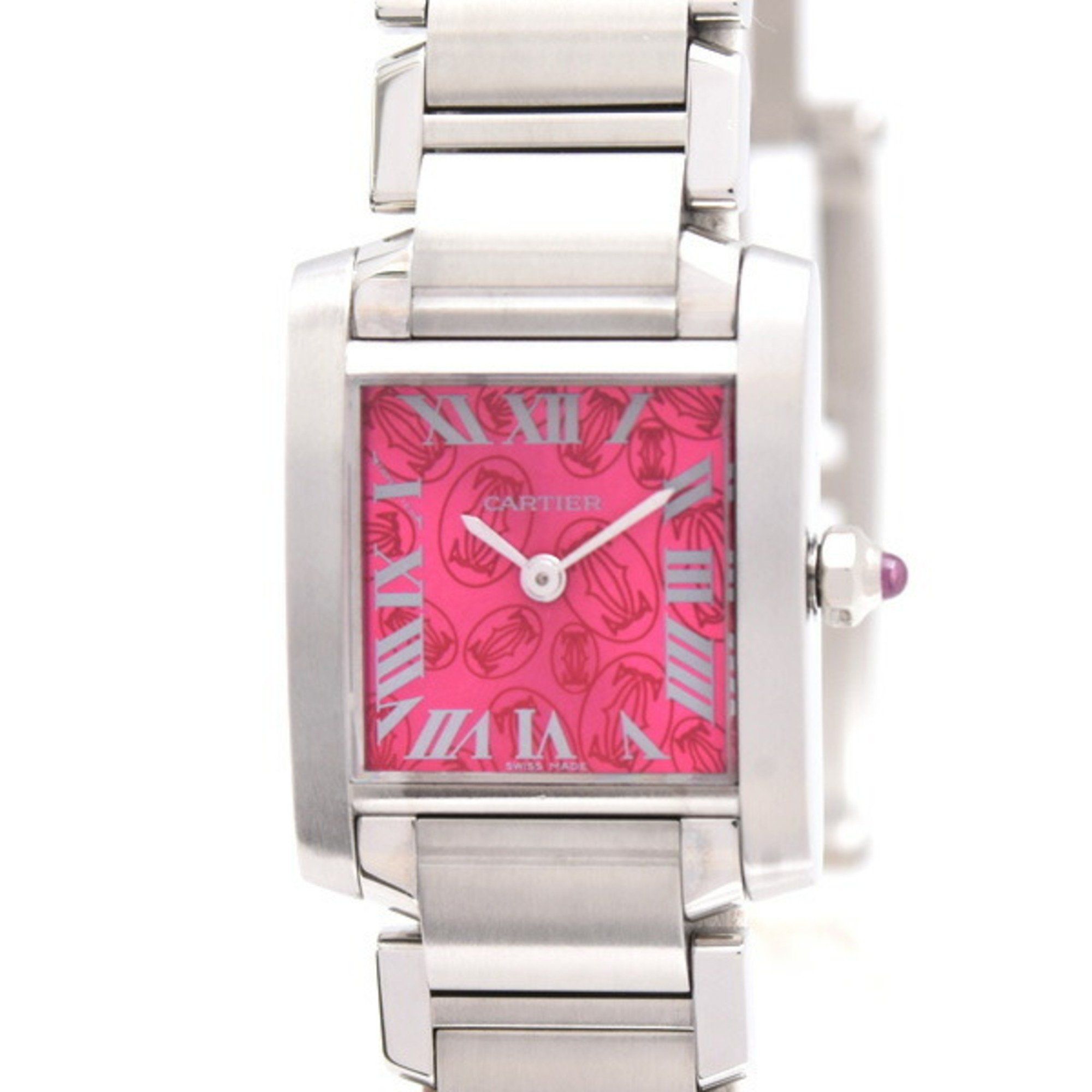 Cartier Women's Tank Française Small Watch, 2006 Limited Edition, Raspberry Pink Dial, Battery-Opera