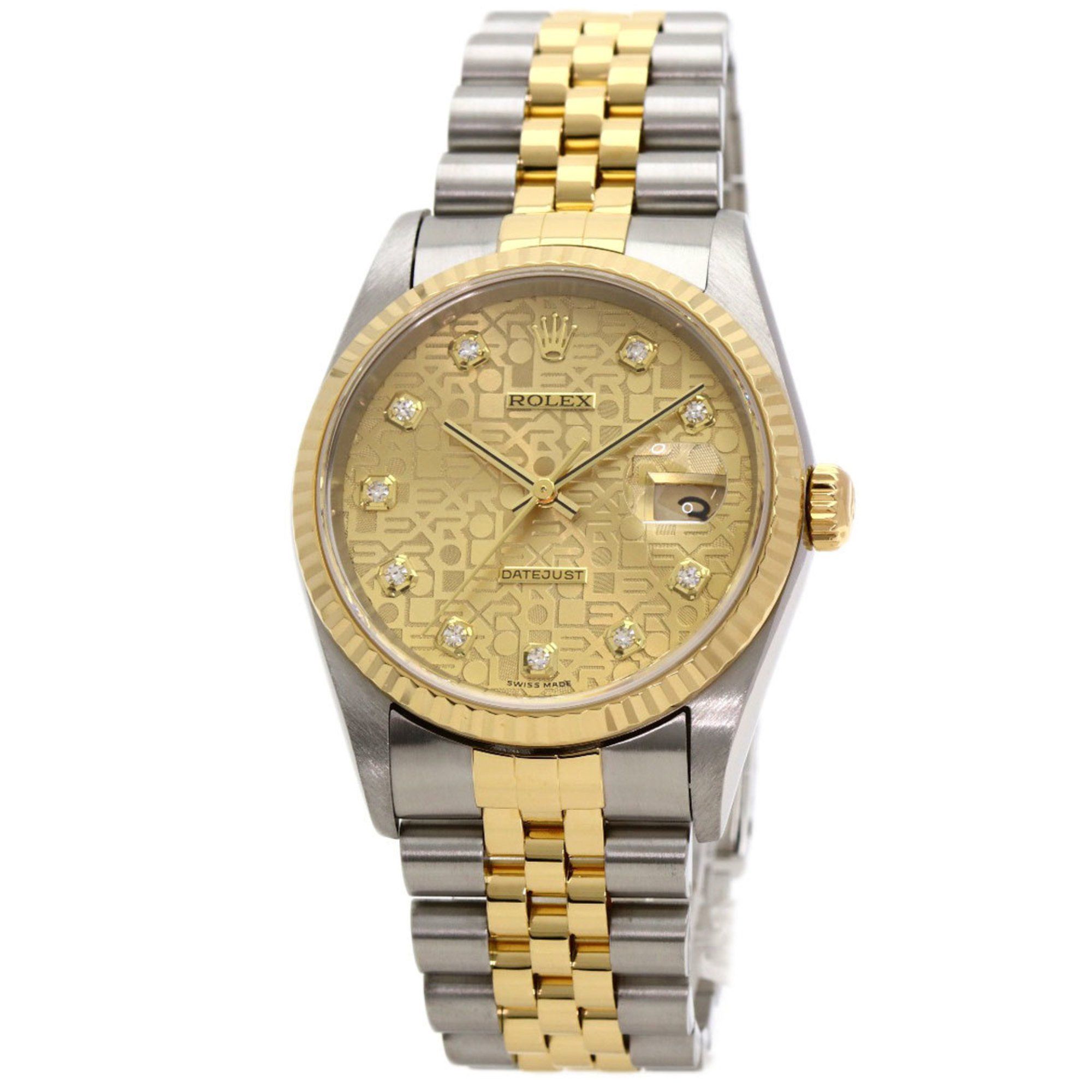 Rolex 16233G Datejust 10P Diamond Watch Stainless Steel/SSx18KYG Men's ROLEX