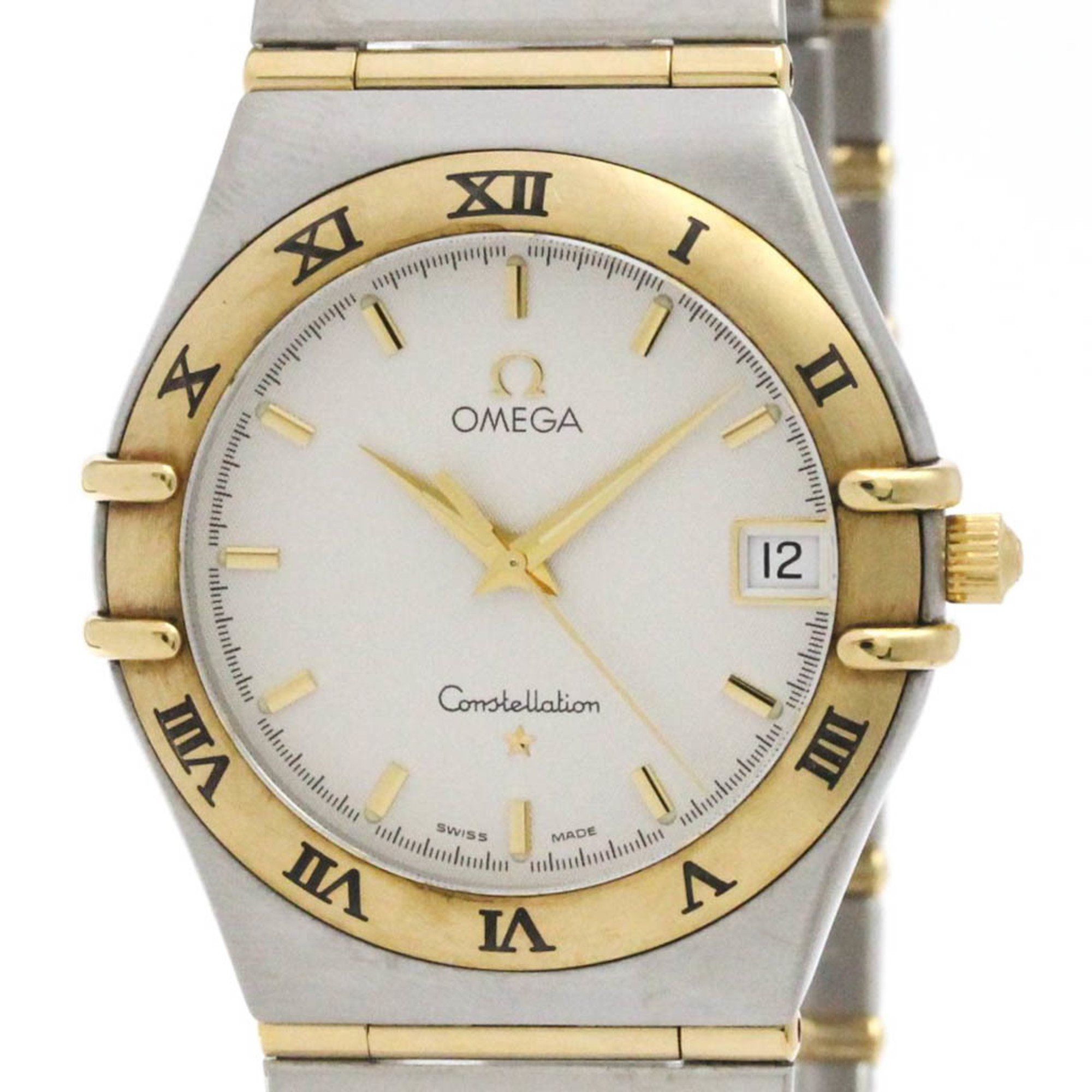 OMEGA Constellation 18K Gold Steel Quartz Mens Watch 1212.30 Polished
