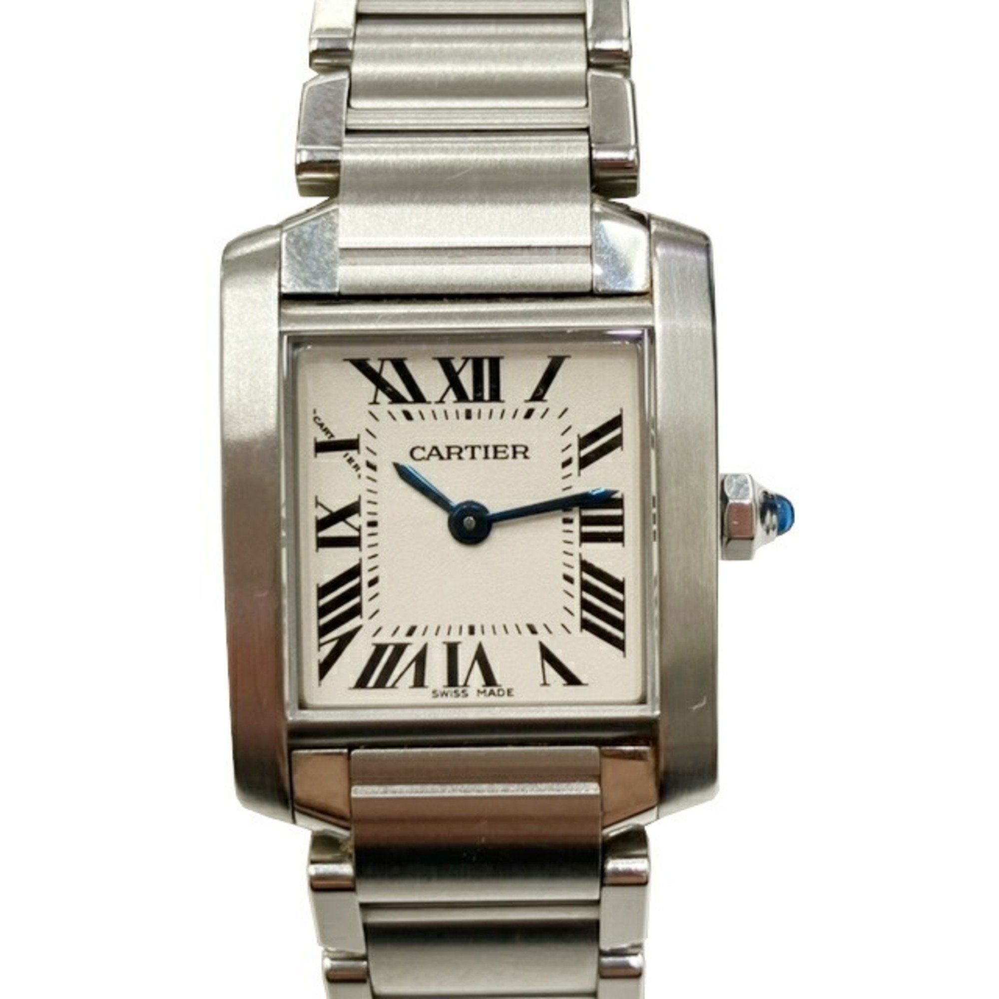 Cartier Tank Francaise SM W51008Q3 SS Stainless Steel Quartz Ladies Watch White Dial