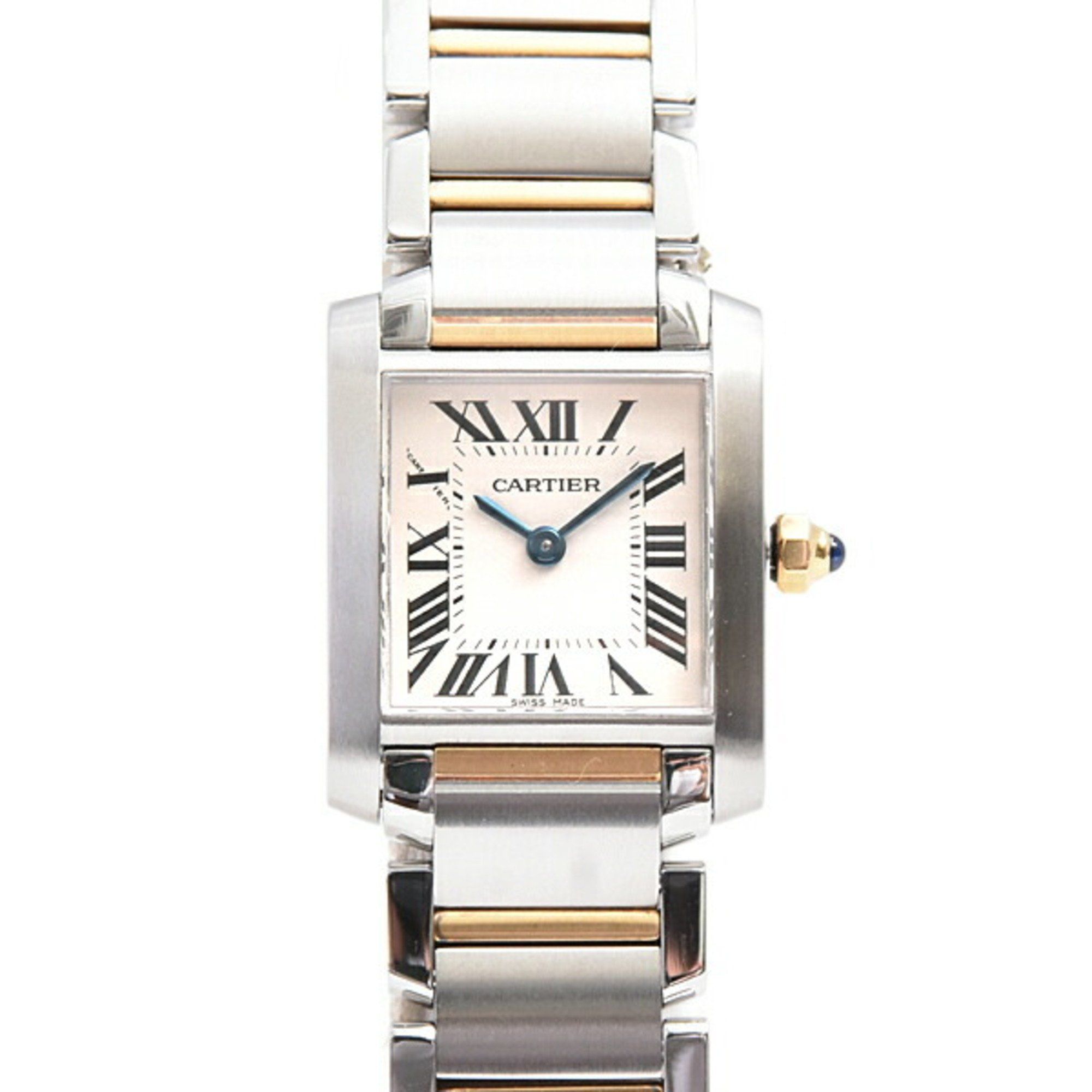 Cartier Women's Tank Française SM Watch, Battery-Operated, White Dial, Stainless Steel, Gold, W51007