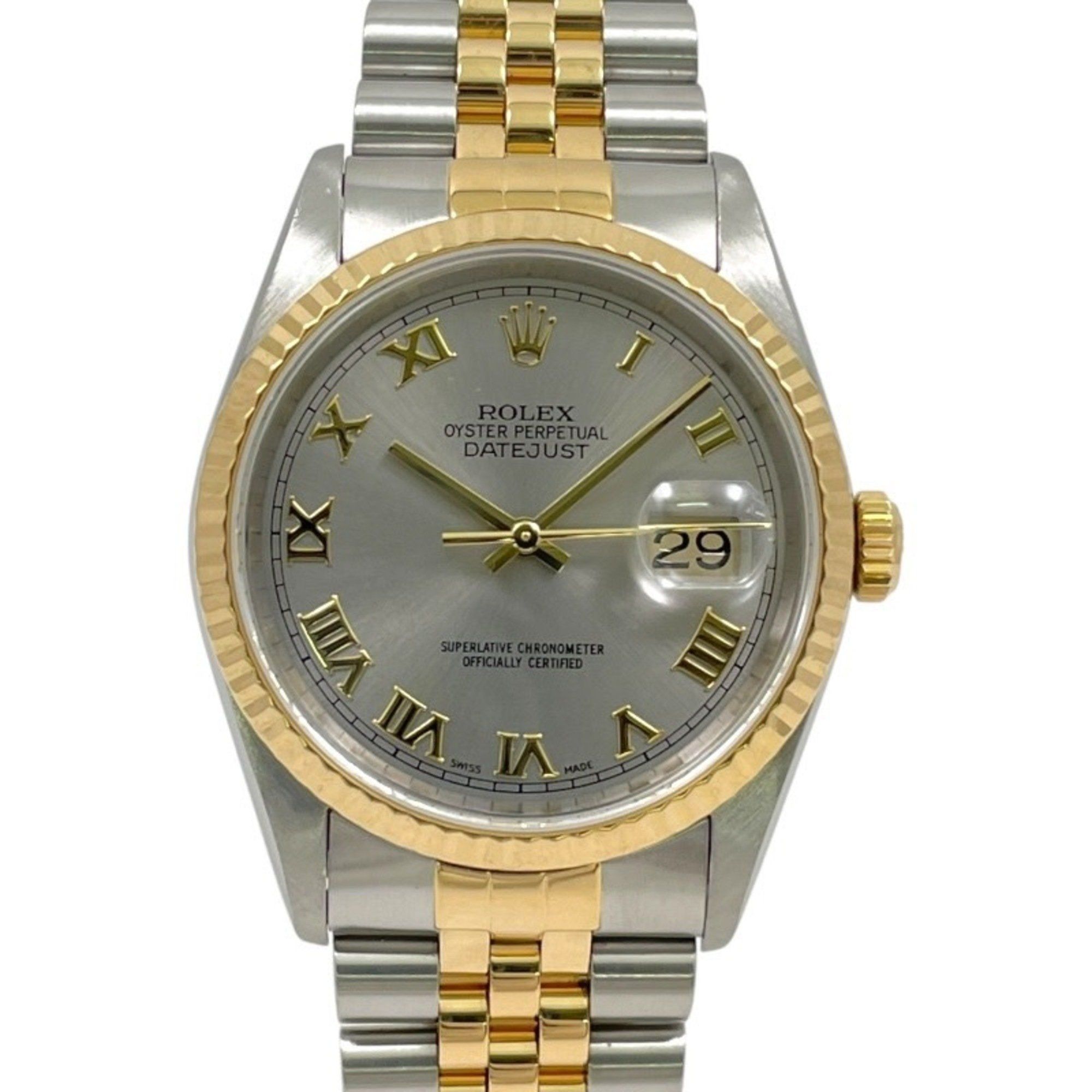 ROLEX Datejust 16233 Men's Stainless Steel Yellow Gold Automatic Watch, K Series, Gray Roman Slate