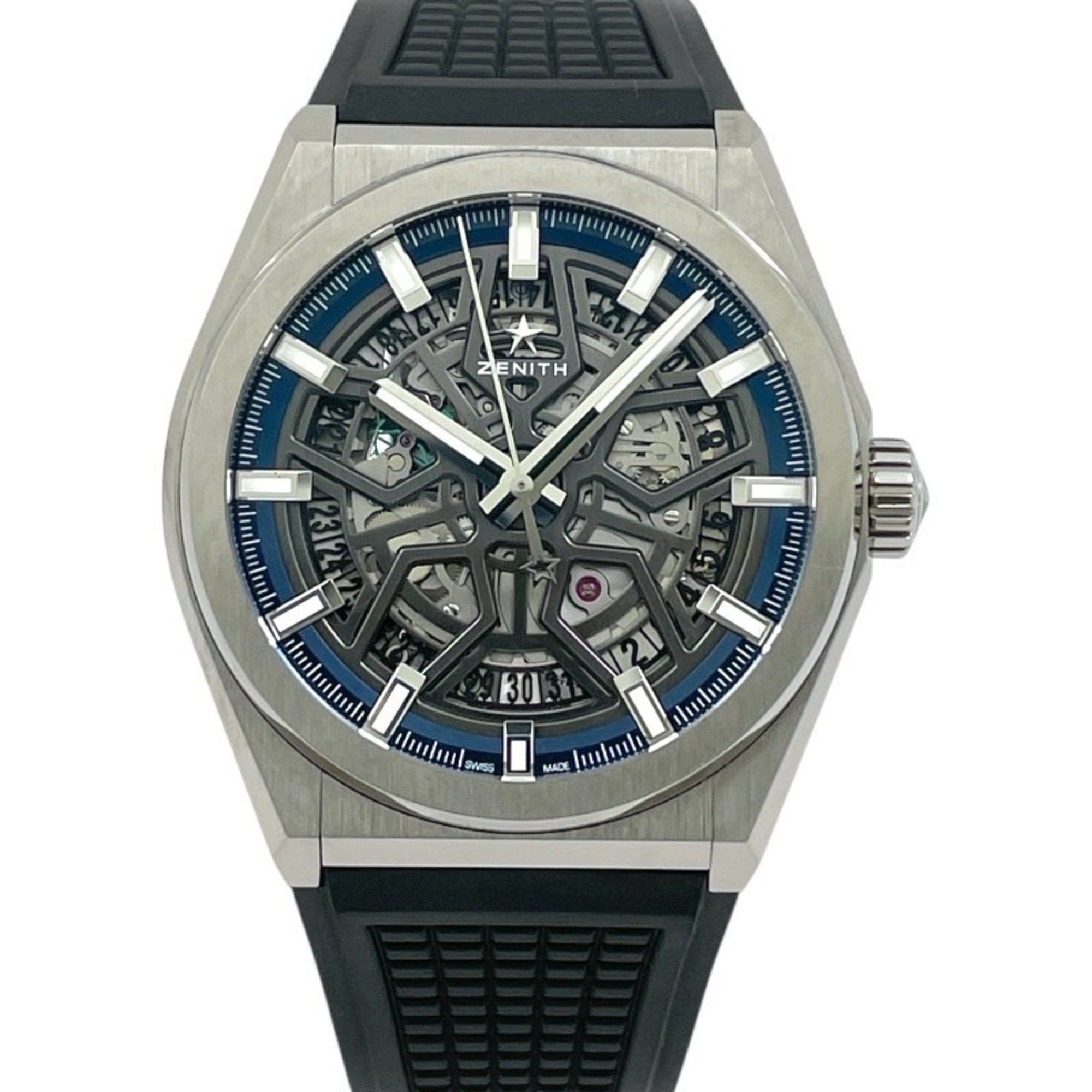 Zenith Defy Classic 95.9000.670 78.R782 Men's Titanium Automatic Skeleton Watch with Rubber Strap