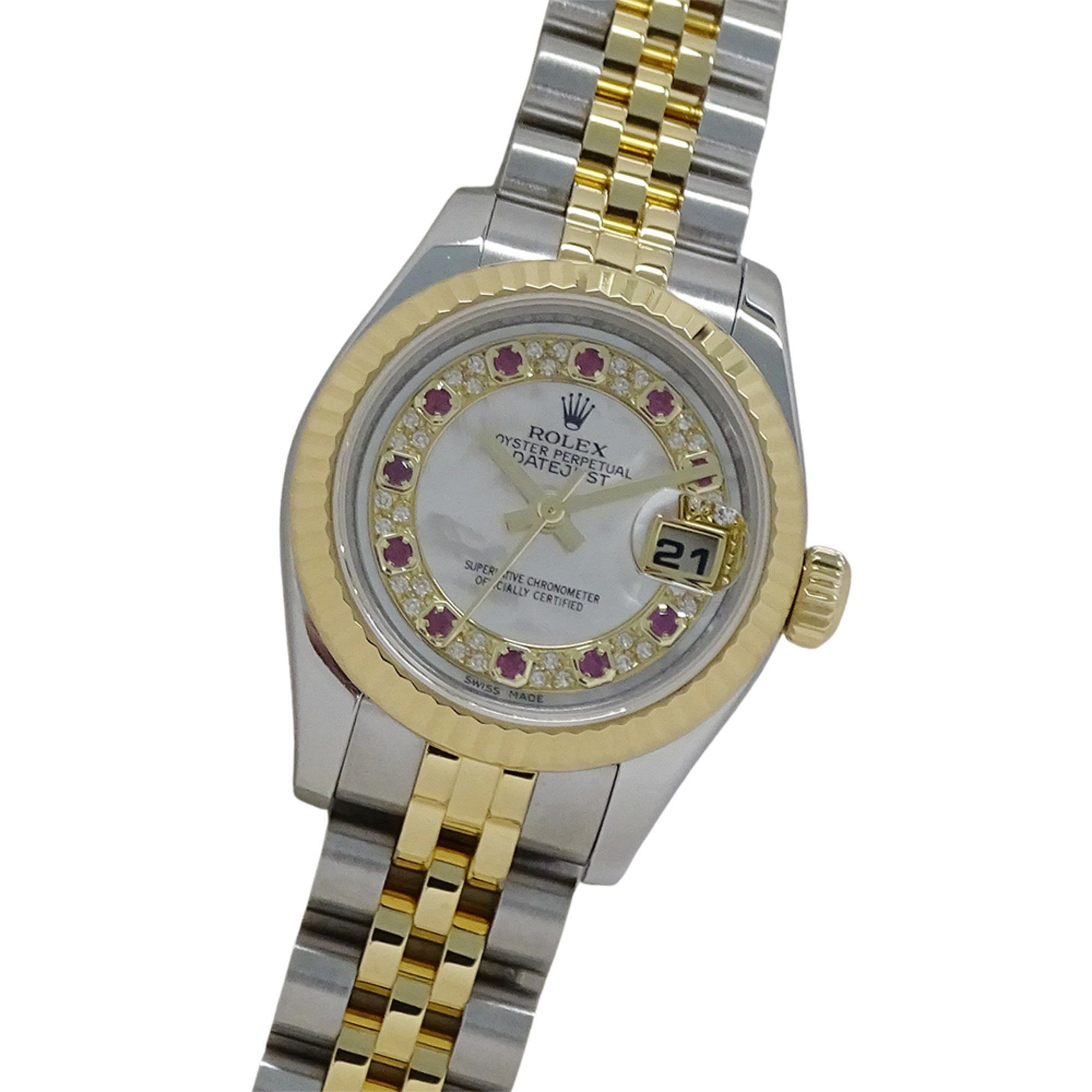 Rolex Datejust 179173NMR G-Series Women's Watch, Shell, Diamond, Ruby, Automatic, Stainless Steel, G