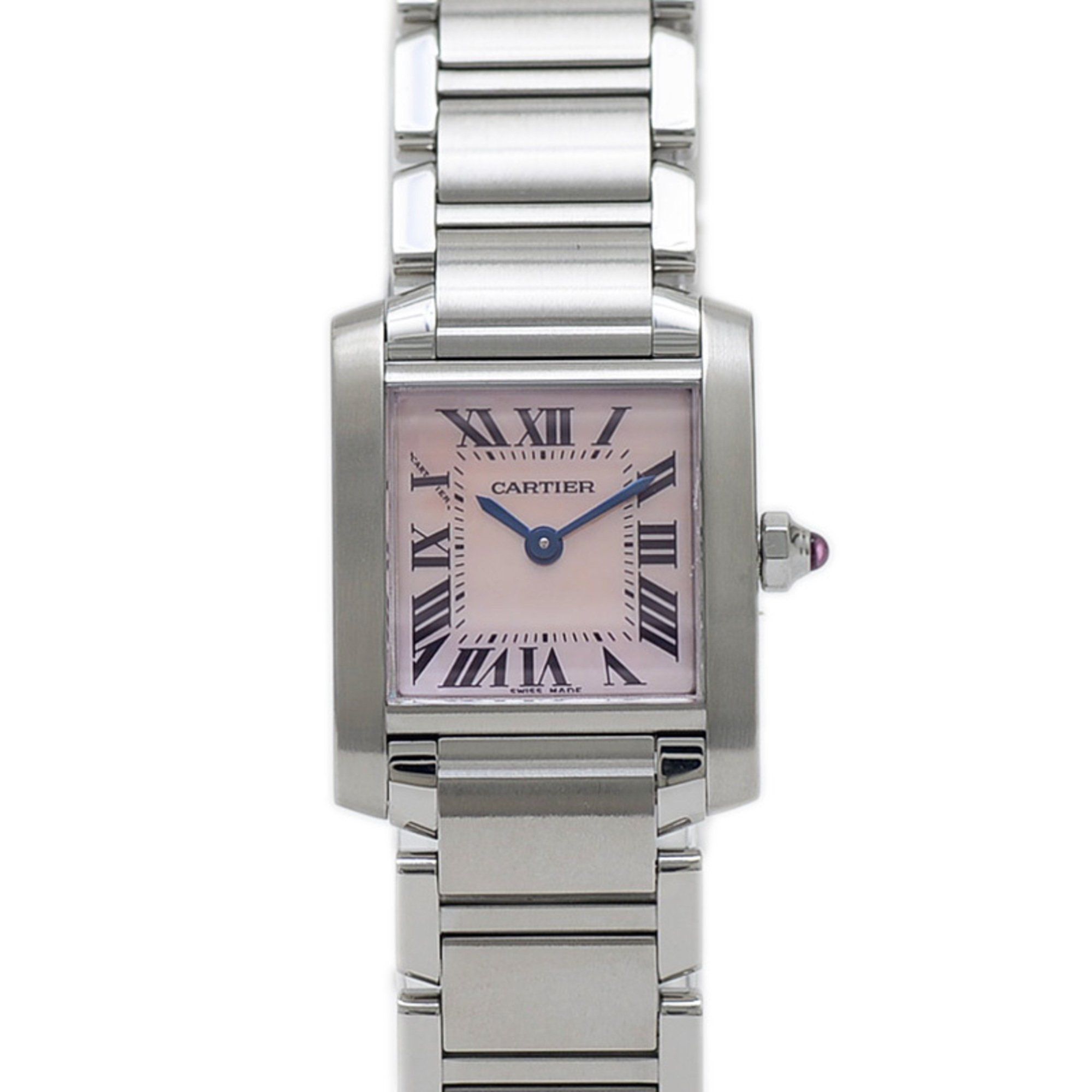 Cartier Tank Française SM Pink Shell Dial Stainless Steel Quartz Watch W51028Q3