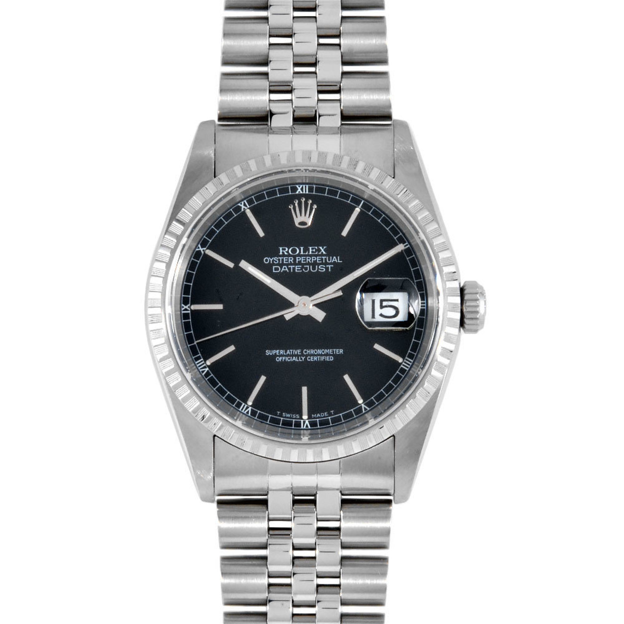 Rolex ROLEX 16220 Datejust A-series watch, automatic, black dial, stainless steel, men's