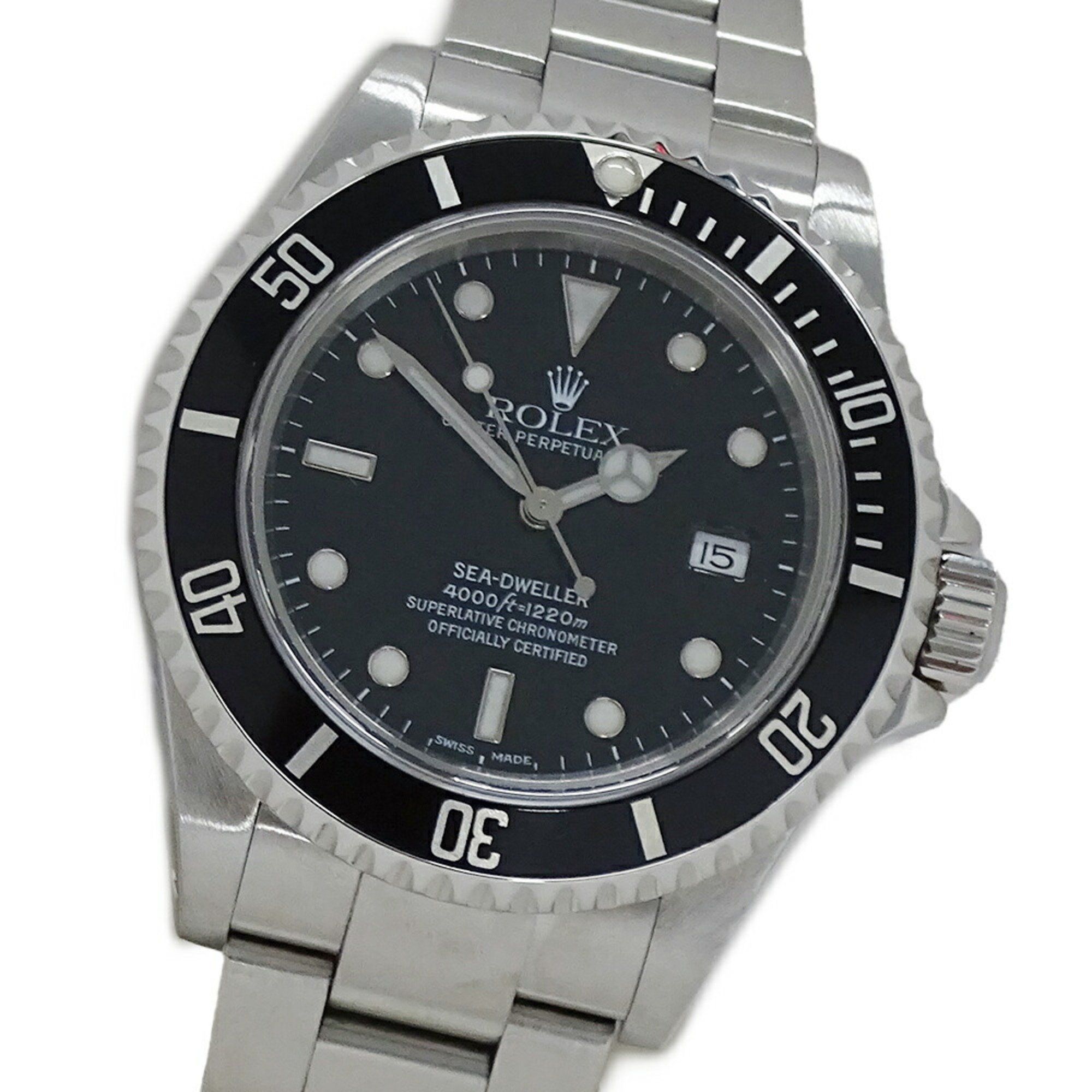 Rolex ROLEX Sea-Dweller 16600 A-series Men's Watch Date Automatic AT Stainless Steel SS Silver Black