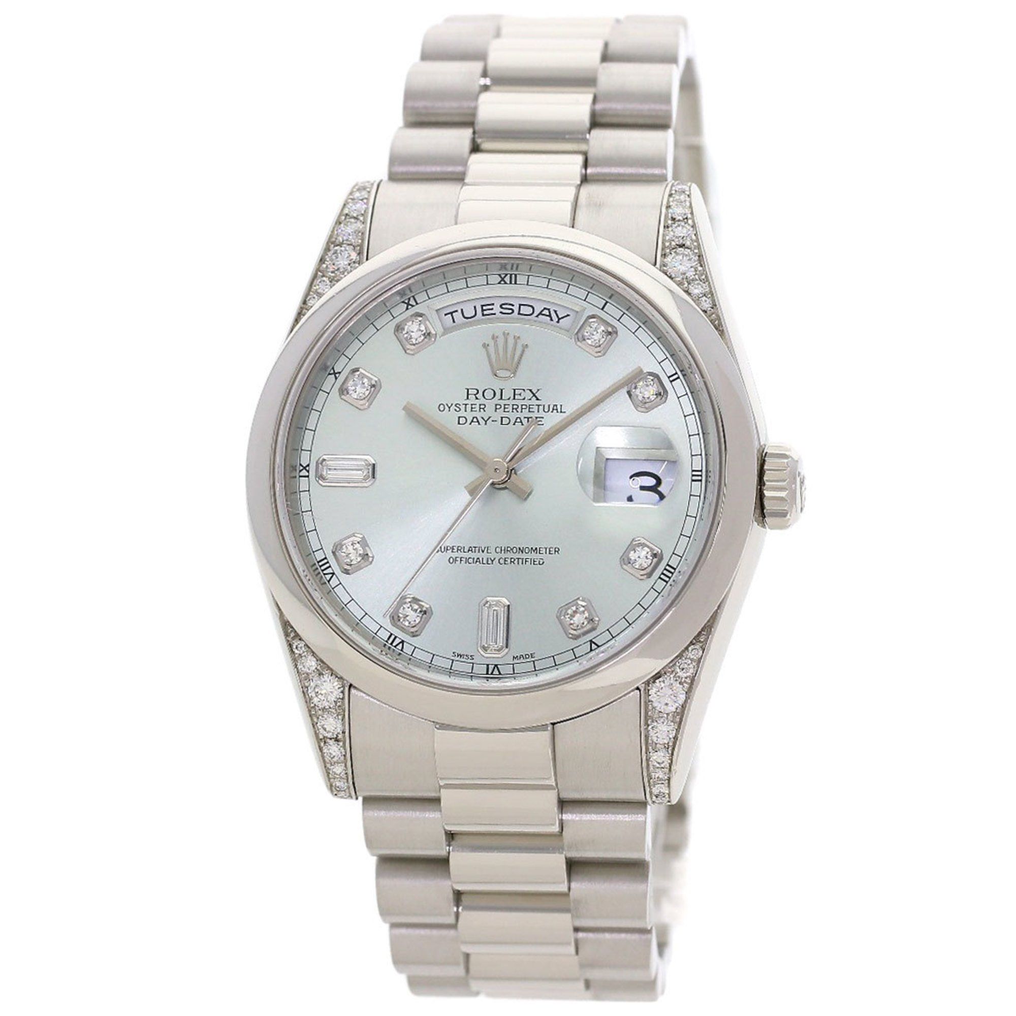 Rolex 118296A Day-Date Ice Blue Diamond Watch in Platinum/PT Men's
