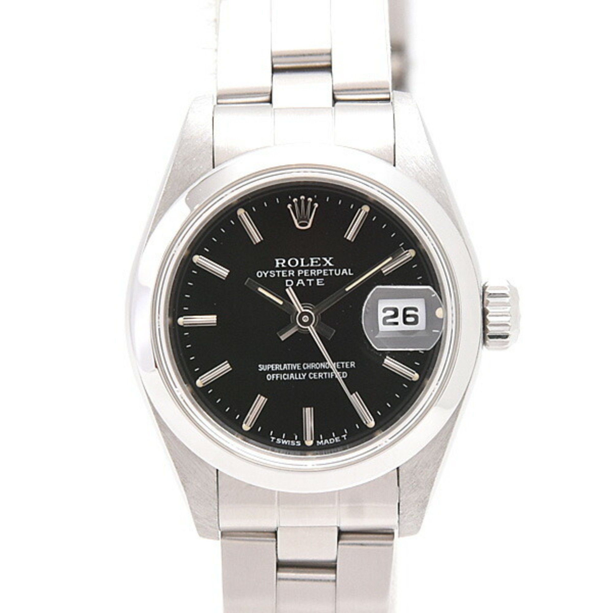 Rolex Watch Women's Oyster Perpetual Date Automatic U-number Black Dial Stainless Steel ROLEX 69160