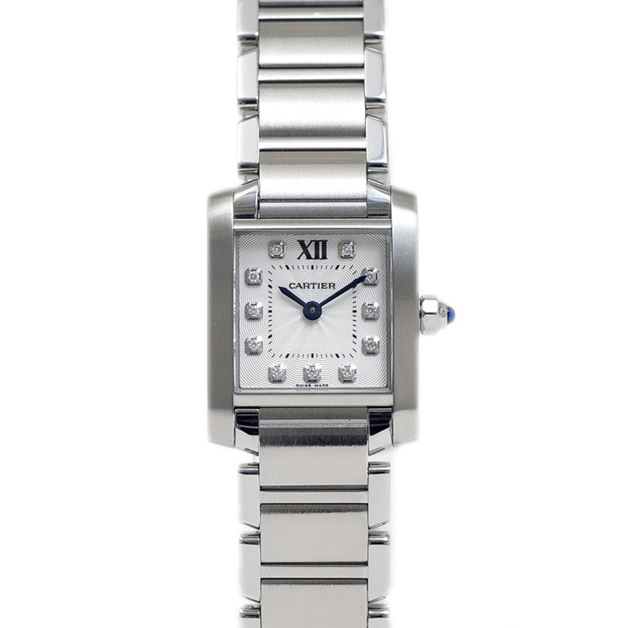 Cartier Tank Francaise SM Watch for Women, Silver Dial, 11P Diamonds, WE110006 BP