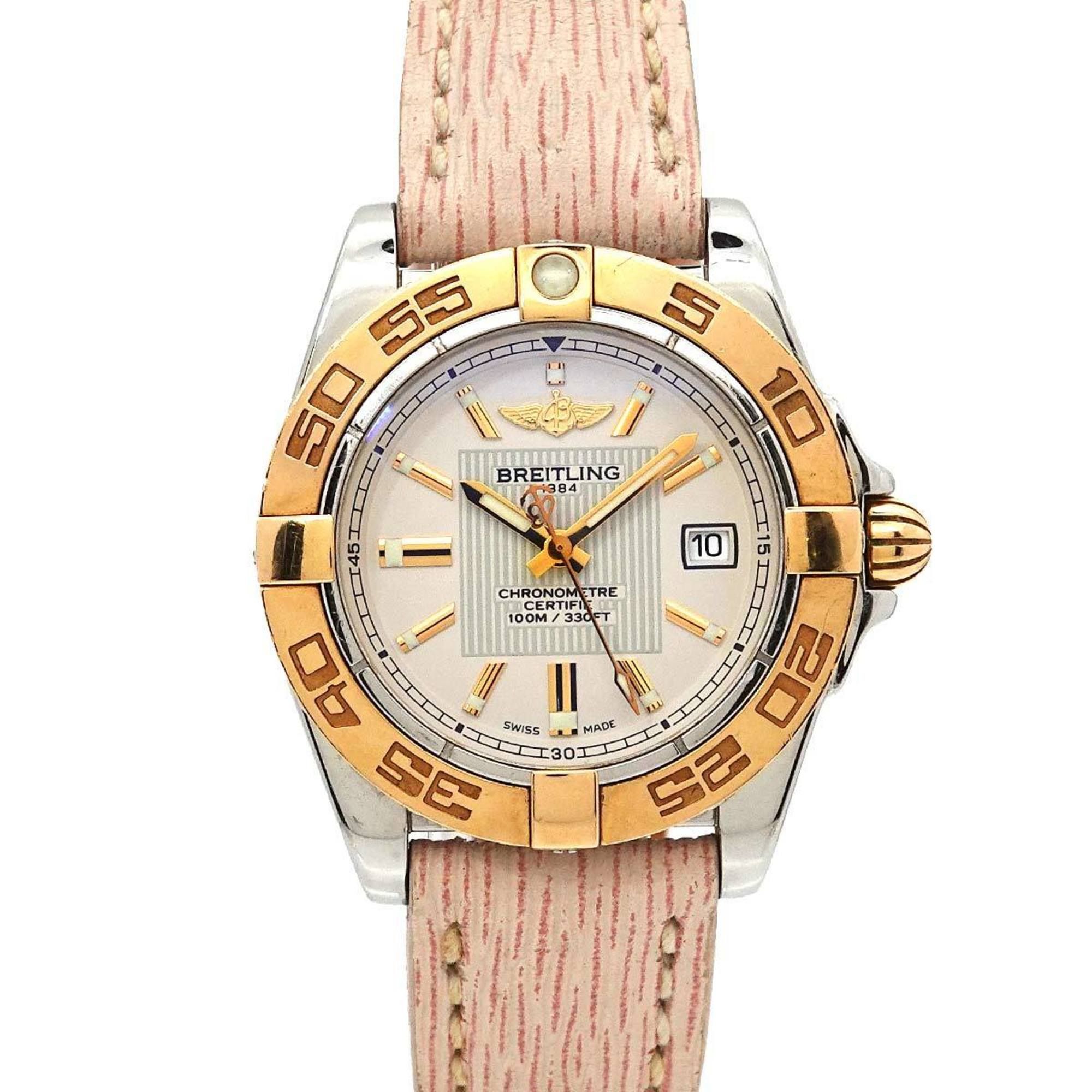 Breitling Galactic 32 Two-Tone Women's Watch C71356, Ivory PG Quartz Movement with Date Display