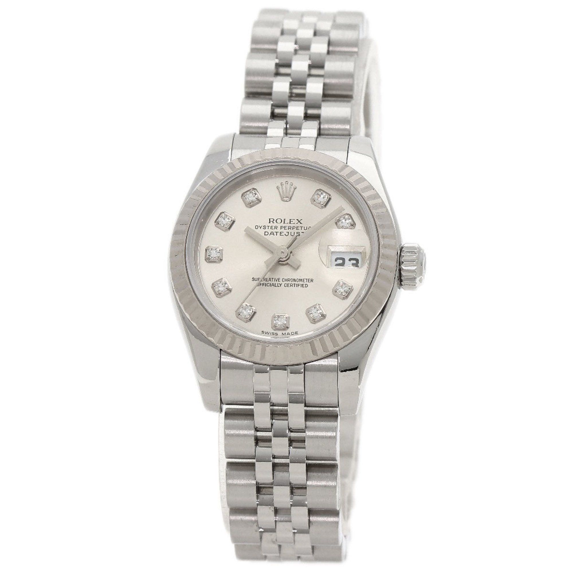 Rolex 179174G Datejust 10P Diamond Watch Stainless Steel SS Ladies ROLEX