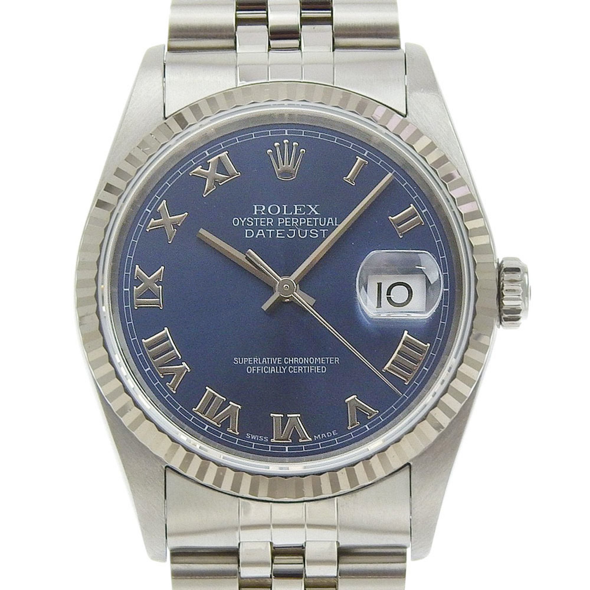 Like New Rolex Datejust 16234 Blue Dial Stainless Steel 18K White Gold 2024/05 Automatic 36mm Men's