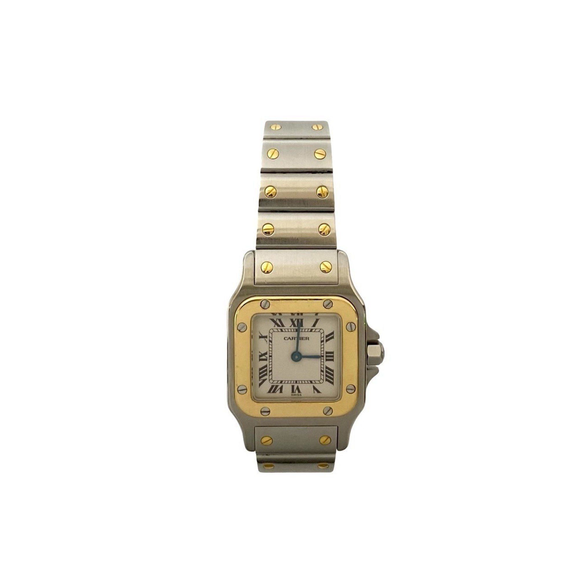 CARTIER Santos Galbe SM Quartz Stainless Steel 18K Gold Watch for Women, Silver, 35380