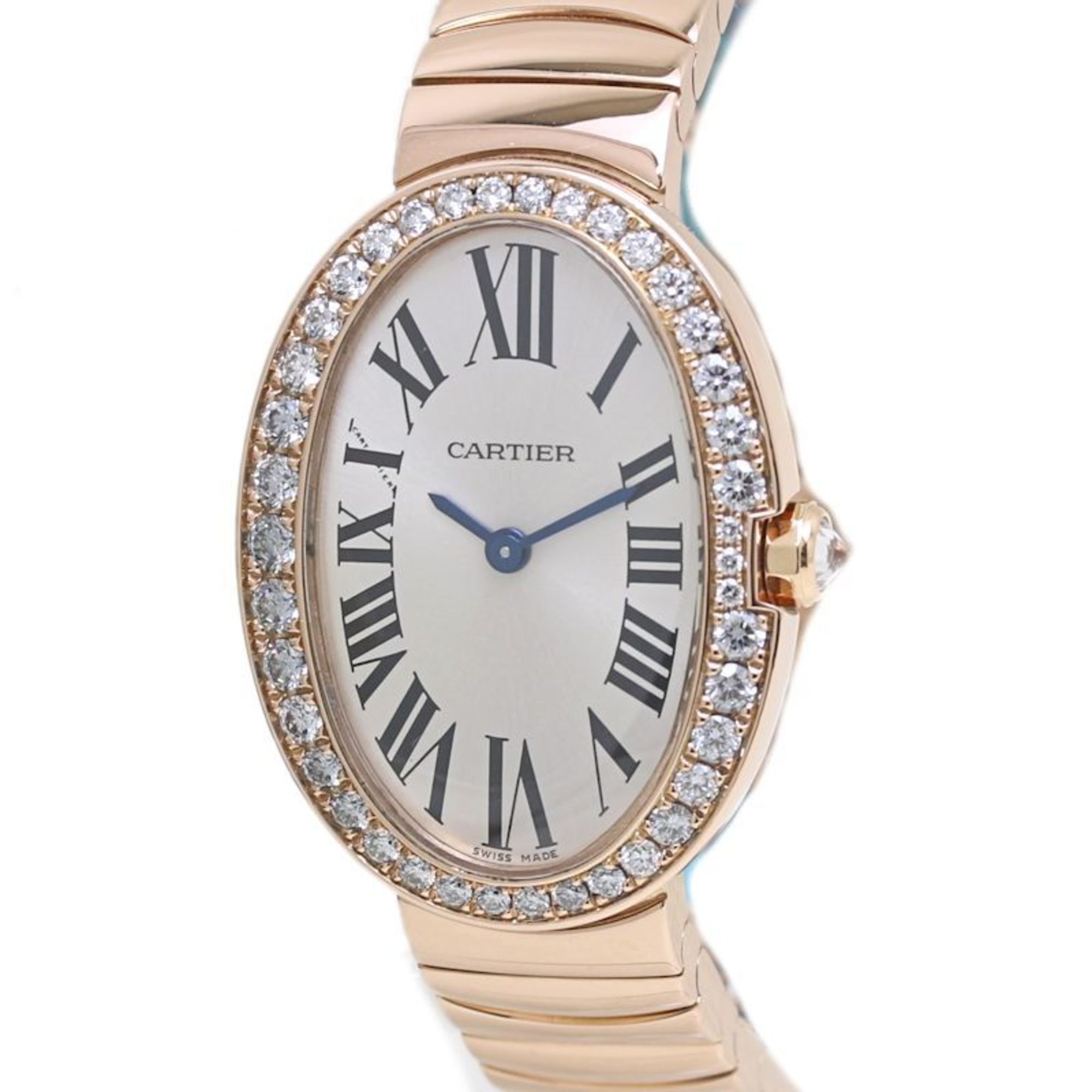 CARTIER Baignoire SM Diamond Bezel WB520002 18K Pink Gold Women's Watch 40026