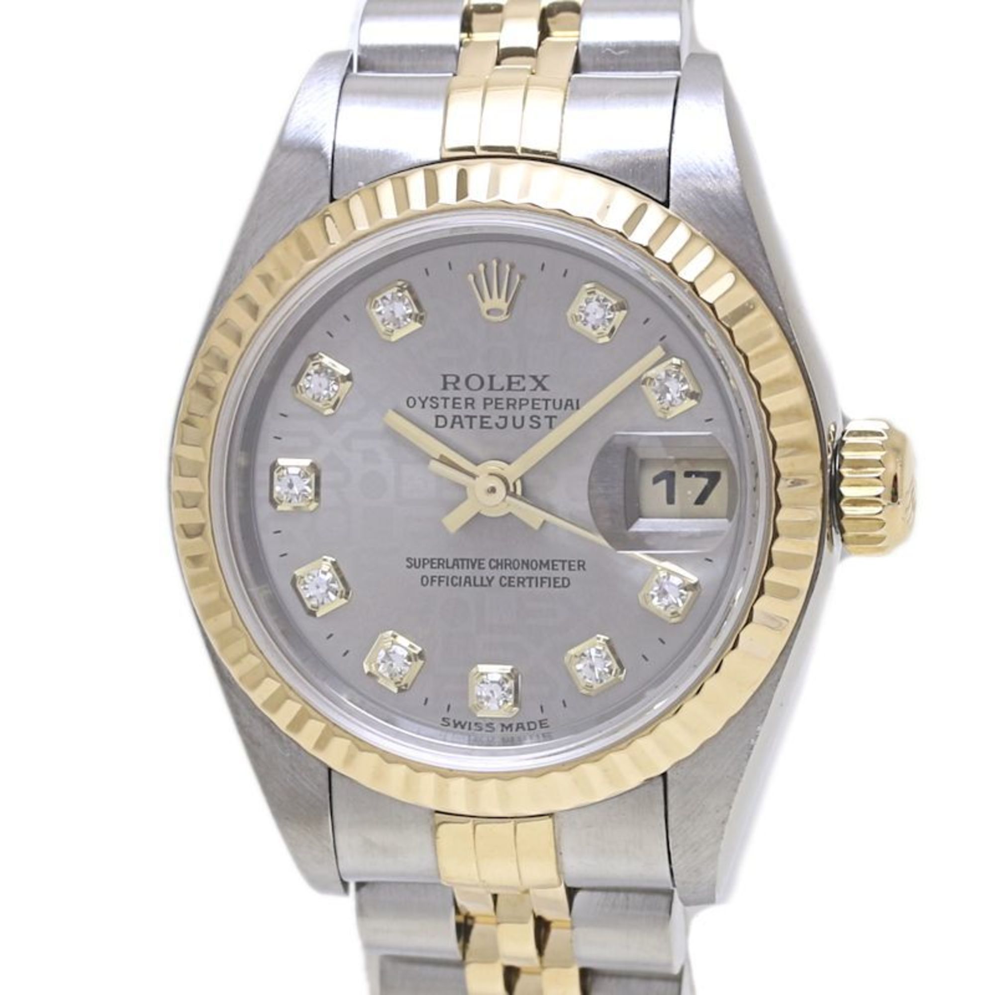 ROLEX Rolex Datejust 10-Piece Diamond Gray Print Computer 79173G Women's Watch in 18K Yellow Gold an